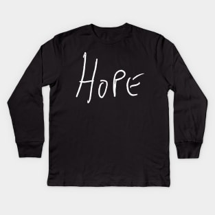 Hope - Misha Collins Handwriting - white font Kids Long Sleeve T-Shirt